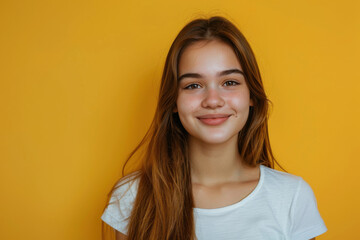 Fototapeta premium A close up portrait of a young woman with a subtle smile