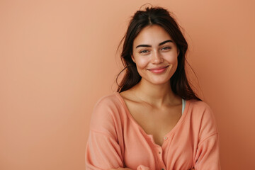 Fototapeta premium A close up portrait of a young woman with a subtle smile