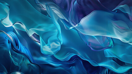 Fototapeta premium Luminescent Dreamscape: A Fluid Dance of Blue and Purple Hues with Lustrous Highlights