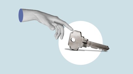 Secret to success. hand holding key.