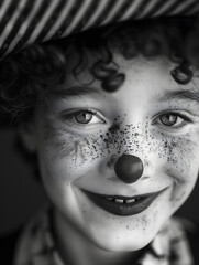 Retrato de ni&ntilde;os disfrazados de payasos payasos