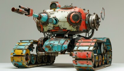 A colorful and detailed model of a tank. AI.