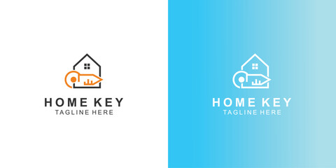 Simple home and key logo design with modern style , premium vector