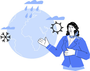 Weather forecasting, meteorology observance banner design. Meteorologists study and analyze weather for forecasts.