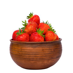 bowl with fresh strawberries isolated on white background