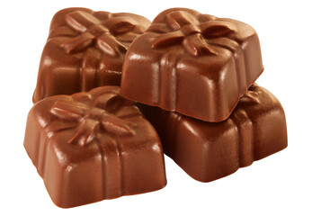 composição com bombom de chocolate ao leite isolado em fundo transparente