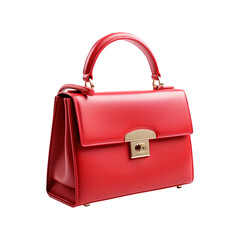 red leather briefcase isolated on transparent background, clipping path, png,