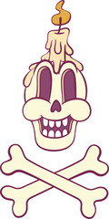 Retro groovy skeleton cartoon character