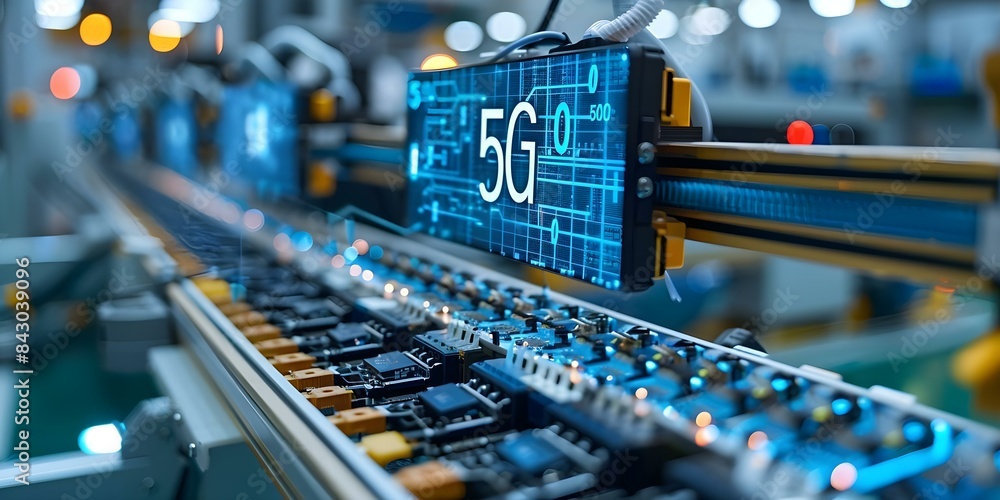 Poster 5g enables fast communication for advanced smart manufacturing processes and connectivity. concept 5