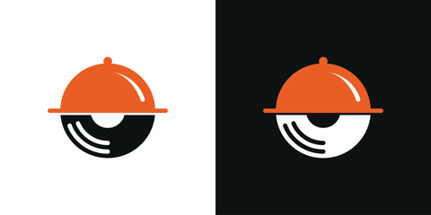 Music restaurant logo design inspiration with vinyl records. Premium Vector