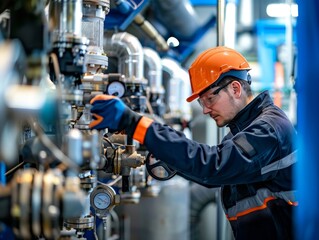 Technician employing sophisticated tools for operational efficiency during biogas plant repair.