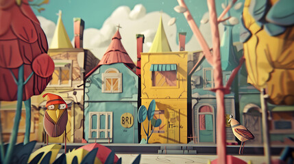 Obraz premium A comic strip vignette capturing a whimsical scenario with quirky characters and playful humor, rendered in vivid colors and sharp lines, captured in HD