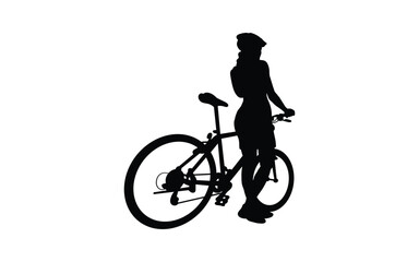 Women's Bicycle, a girl with a bicycle silhouette vector illustration icon