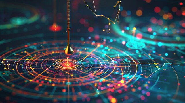 Celestial Swing: Pendulum Over Glowing Astrological Chart