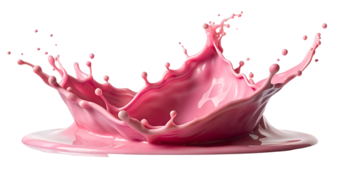 Pink liquid splash in mid-air png isolated on transparent background