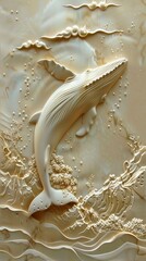 3d whale Wallpaper Background golden art for digital printing wallpaper, mural, custom design wallpaper. AI generated illustration