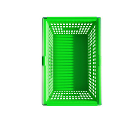 Top view of green plastic shopping basket