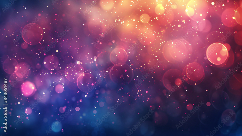 Poster abstract colorful bokeh lights on a vivid blue to red gradient backdrop