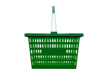 Green shopping basket with handles isolated side view