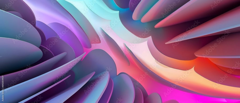 Poster abstract 3d shapes with vibrant color gradient
