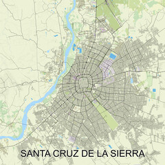 Santa Cruz de la Sierra, Bolivia map poster art