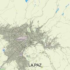 La Paz, Bolivia map poster art