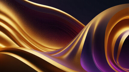 Obraz premium 3d purple and gold abstract gradient wave background. abstract neon background concept. 