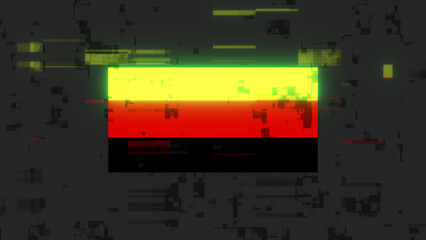 3D rendering flag Germany with screen effects of technological glitches
