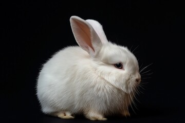Obraz premium A studio photo of a cute rabbit against a background of pastel colours, taken with soft lighting. Space for copy. 