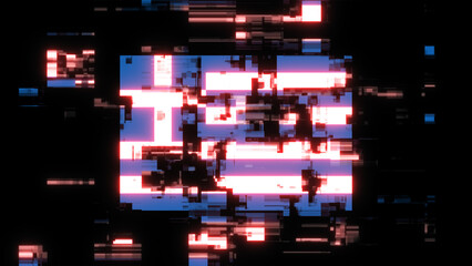 3D rendering flag Greece with screen effects of technological glitches