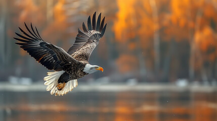 Obraz premium Image of an eagle soaring in the sky, beautiful lighting.