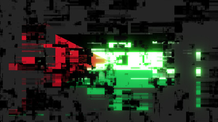 3D rendering flag Jordan with screen effects of technological glitches