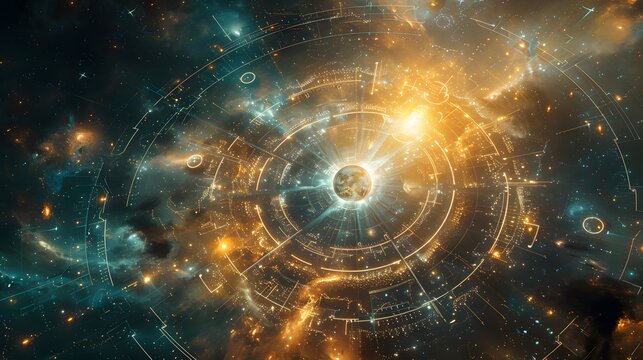 Steampunk Style, A holographic projection of celestial bodies revealing cosmic prophecies in an otherworldly display., Isomatric View