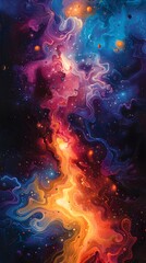 Fototapeta premium Fauvism Art, Amidst the ruins of a fallen kingdom, a lone survivor finds solace in the twinkling stars above, embodying the resilience of the human spirit., Isomatric View