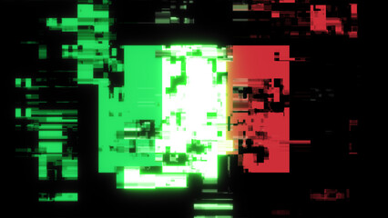 3D rendering flag Italy with screen effects of technological glitches