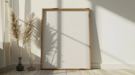 Empty horizontal picture frame mockup