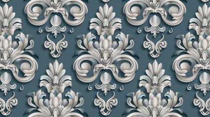 Elegant Blue and White Damask Pattern