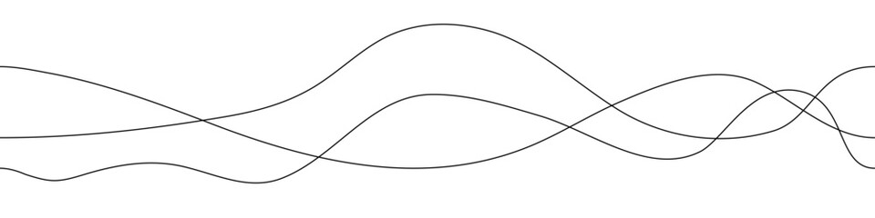 Curve wave line bg. Undulate thin seamless pattern vector background. Curvy squiggle simple flow. Elegant winding sketch. Irregular organic and delicate dynamic lines amplitude. Zigzag divider texture