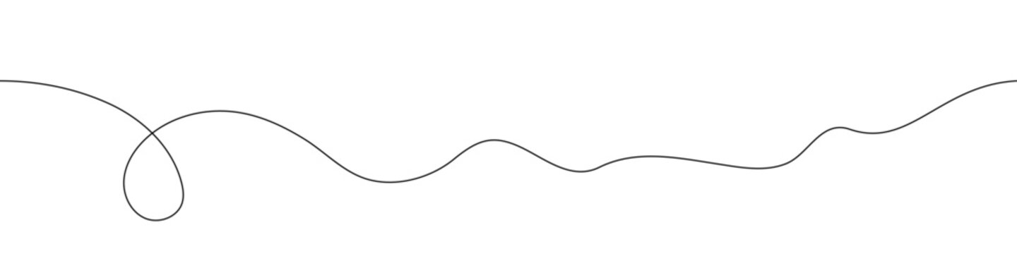 Abstract wave line bg. Black dynamic doodle art on white background. Seamless thread with swirl pattern. Messy curl drawn concept. Artistic brush drawing. Chaos scribble string with knot