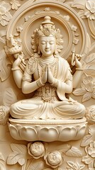 3d Hindu ancient religious buddha Wallpaper Background golden art for digital printing wallpaper, mural, custom design wallpaper. AI generated illustration