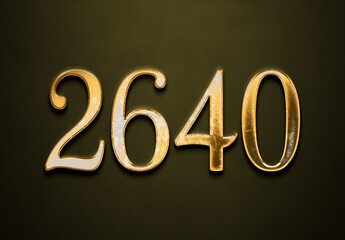 Old gold effect of 2640 number with 3D glossy style Mockup.