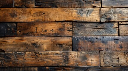 A collage of weathered wooden boards showcasing diverse grain patterns and tones effecting a backdrop