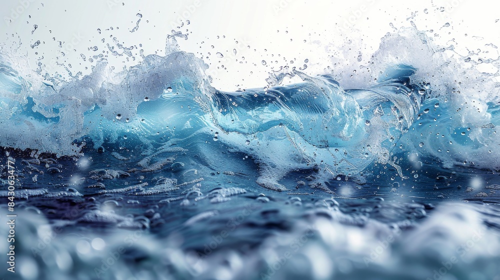 Poster dynamic close-up view of a splashing ocean wave showcasing the power and beauty of nature