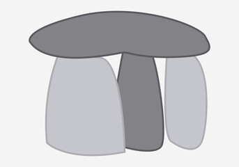 Dolmen gris de cuatro rocas en fondo blanco © Gabrieuskal