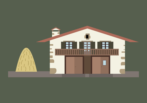 Caser&iacute;o o casa r&uacute;stica con paja a un lado