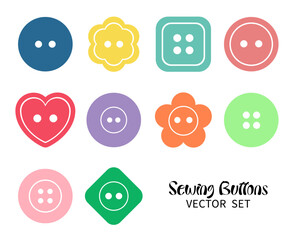 Sewing buttons vector set, colorful clothing button illustrations