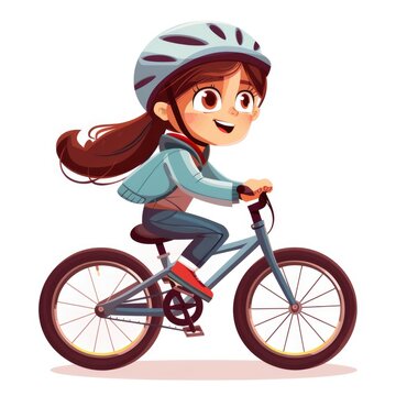 recommend clip art: Bicycle Cartoon. Happy Kid Girl Riding Bike, Sport and Fun Concept