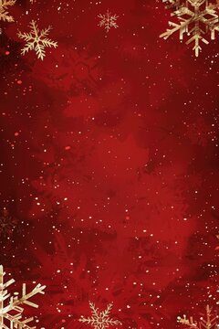 Christmas Background Vertical. Red Snowflake Retro Border on Festive Christmas Background