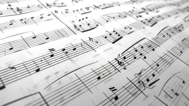 Orchestra Classical Music. Closeup of Music Notes Sign on Classic Sheets