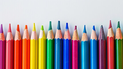 color pencils on white background